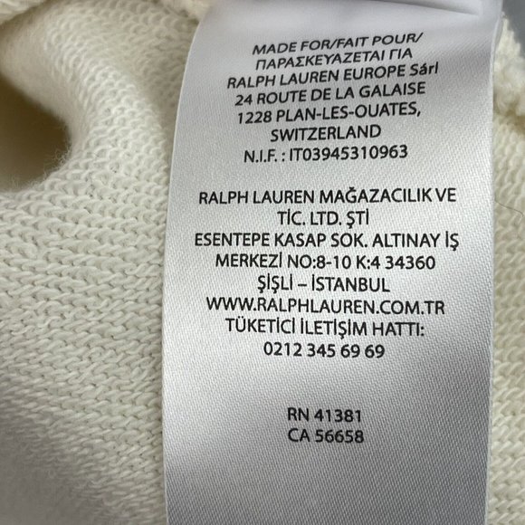 Ralph Lauren Sweatshirt Womens Large White Fleece Drawstring Cursive Script Logo - Picture 8 of 11